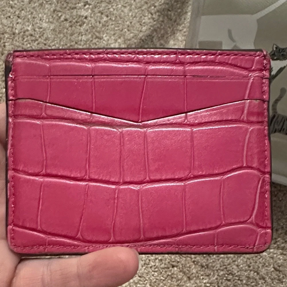 Kate Spade Fuchsia Croc-Embossed Card Holder